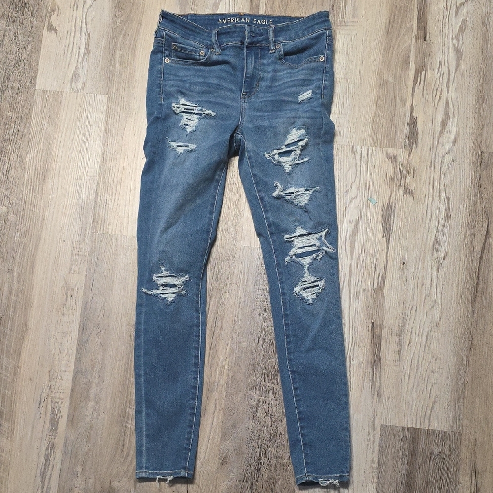 American Eagle Outfitters Women's Ripped Skinny Jeans - Blue